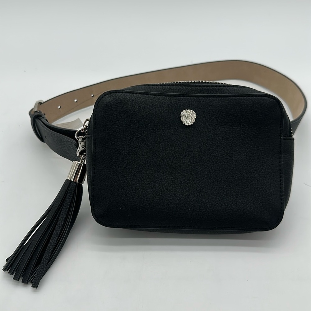 Vince Camuto Chic Black Leather Belt Bag with Tassel
